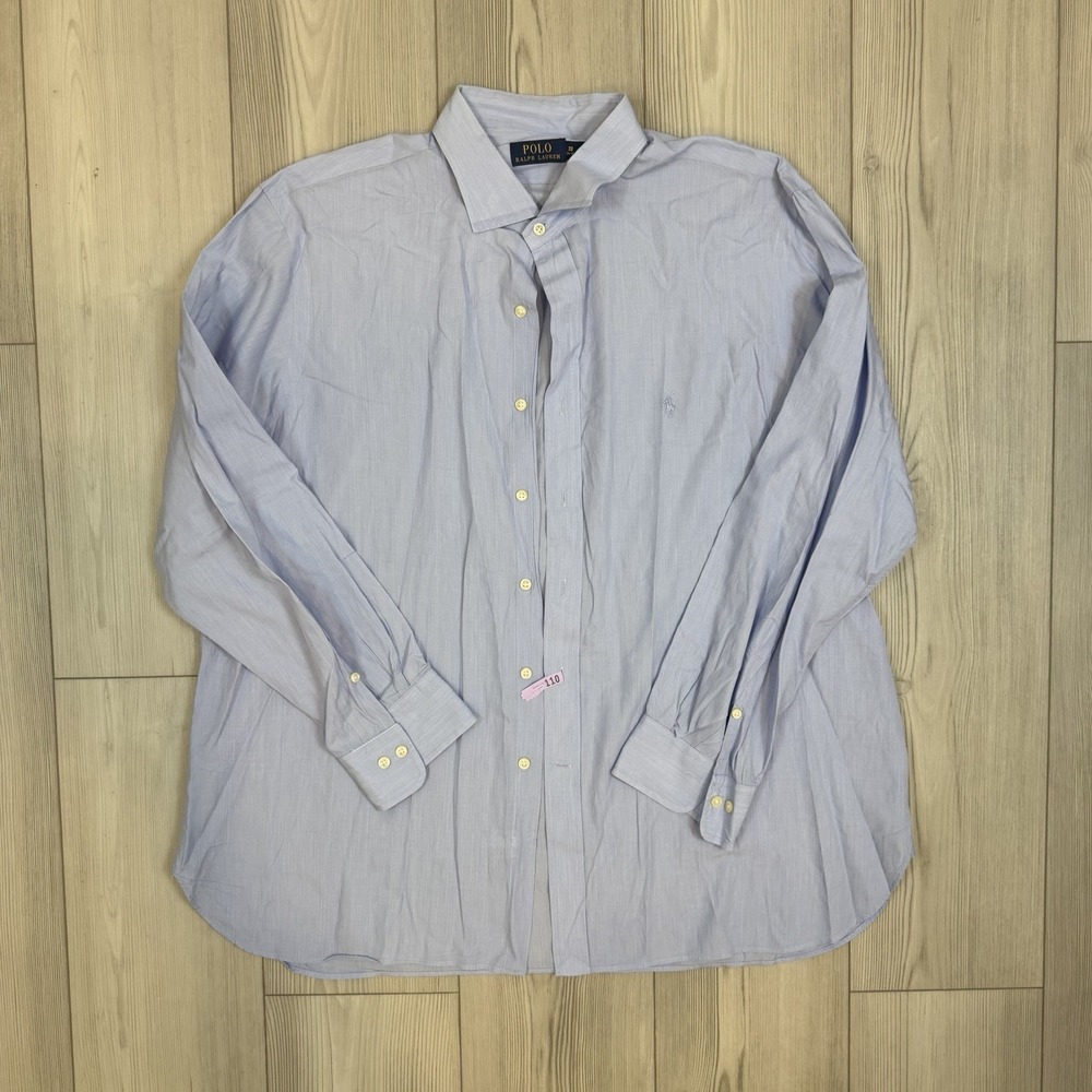 Polo Ralph Lauren 18 34-35 Blue Button Down Shirt Cotton Long Sleeve